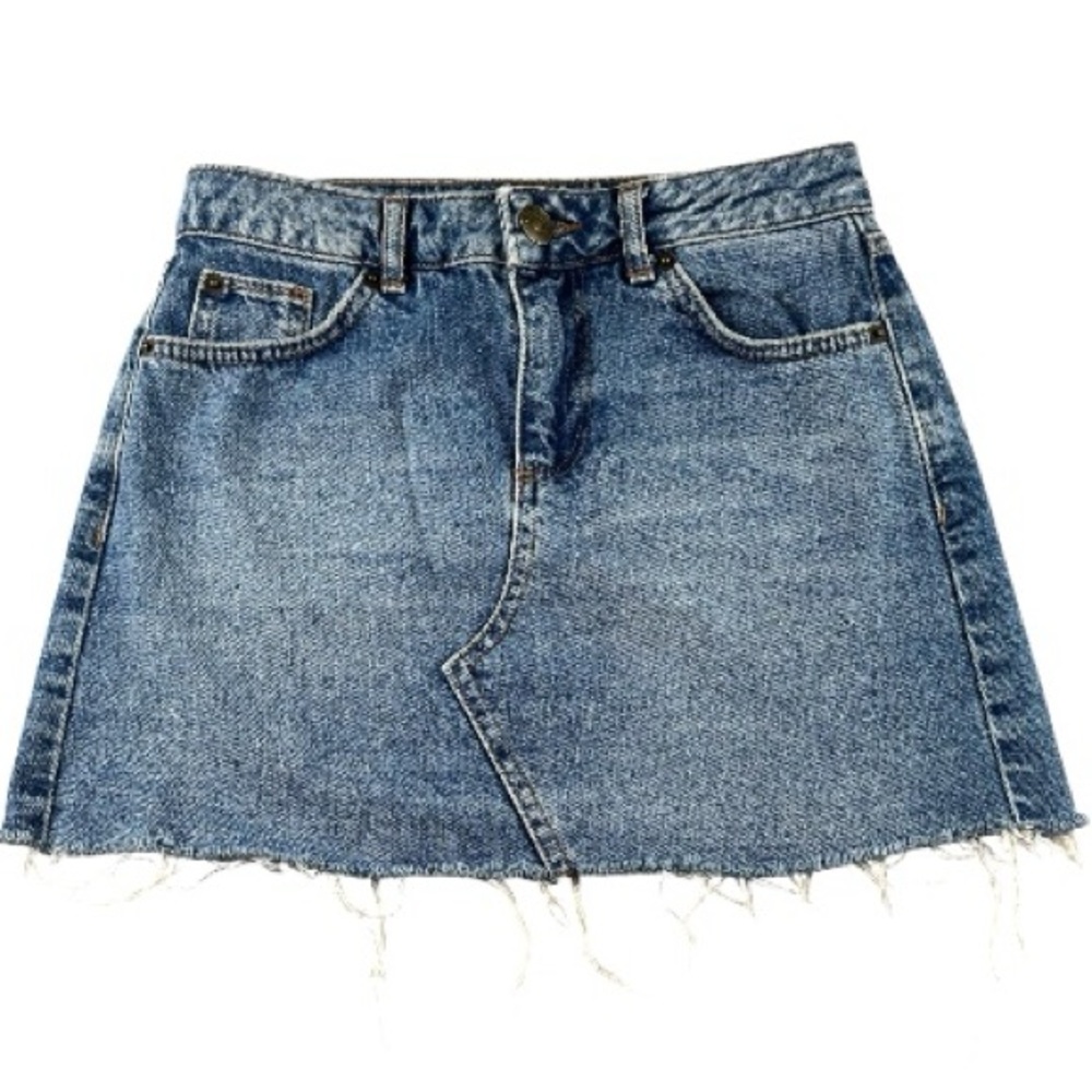 BDG Jean Frayed Distressed Denim Mini Skirt Western Music Festival Sz XS